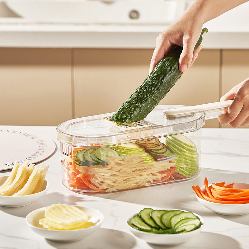 New Multifunction Vegetable Cutter With Basket And Brush Portable Slicer Chopper Kitchen Tools - Image 10