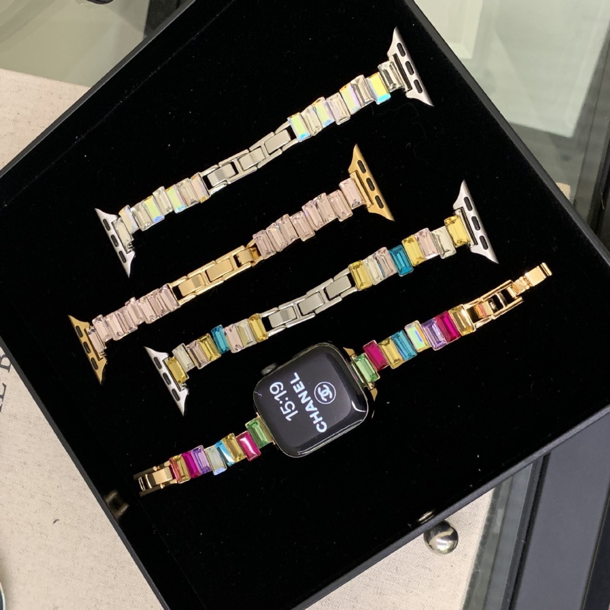 Irregular Square-cut Diamond Colored Watch Strap For Watch Bands