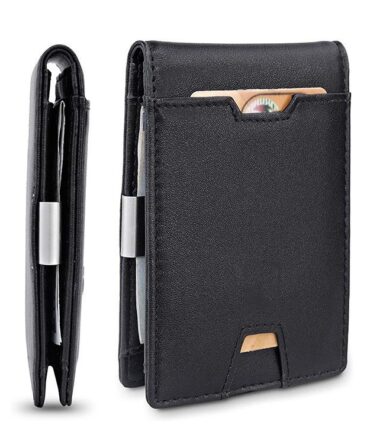 Men's Card Holder Fiber Leather Money Clip Wallet