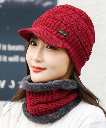 Winter Knitted Wool Cap Fleece-lined Thickened