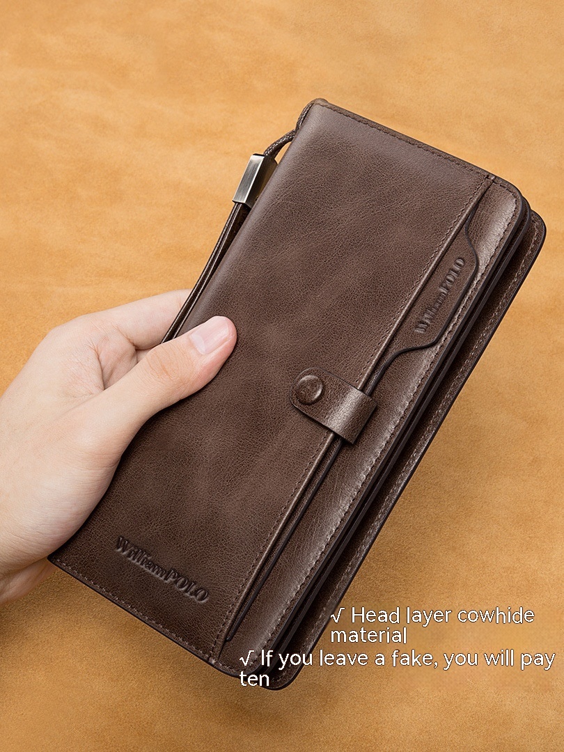 Men's Long Wallet Genuine Leather Wallet - Image 8