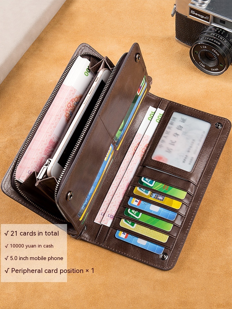 Men's Long Wallet Genuine Leather Wallet - Image 4